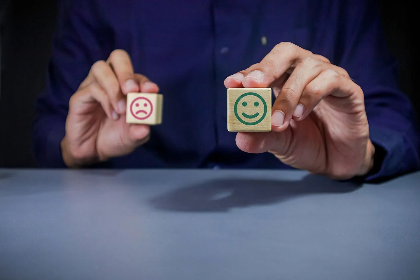 man choosing a positive or negative review of a CPA accounting firm