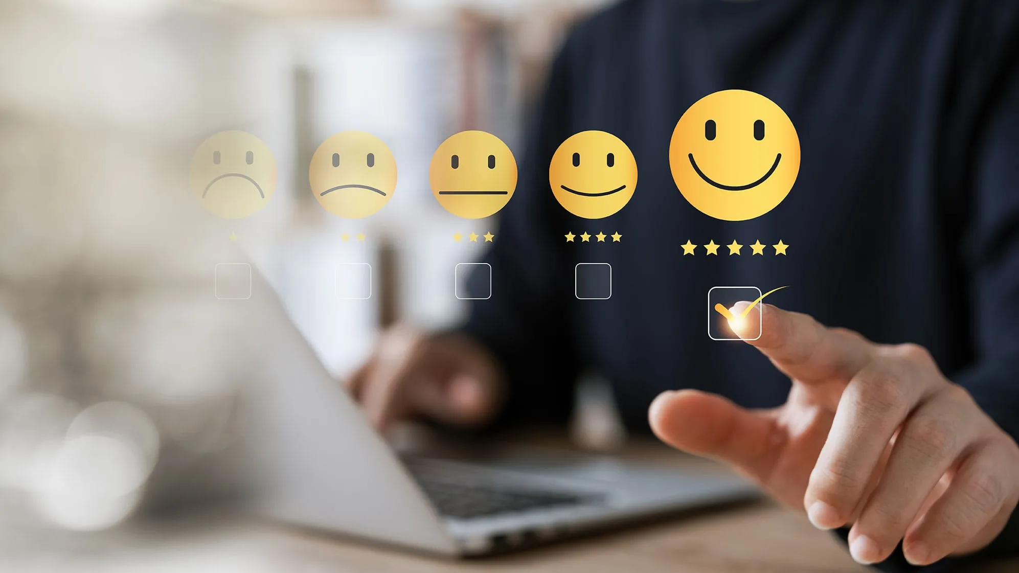 Client choosing a 5-star review while providing positive feedback about a CPA or accounting firm.