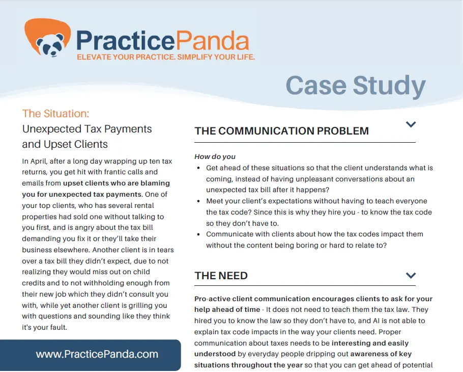 Unexpected Tax Payments and Upset Clients